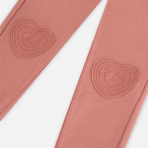 Deux Par Deux Fleece Treggings With Knee Patch Pink Cinnamon kids pants - Picture 3 of 4